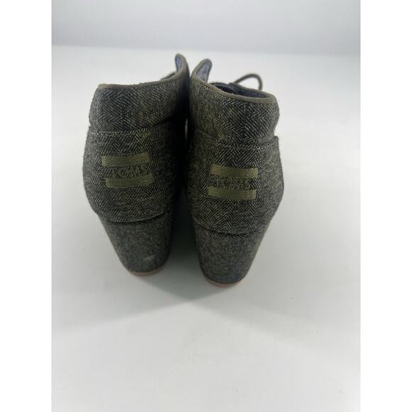 Toms Boots Womens Size 10 Green Black Ankle Booties Espadrille Wedge Heels Lace - Picture 6 of 10